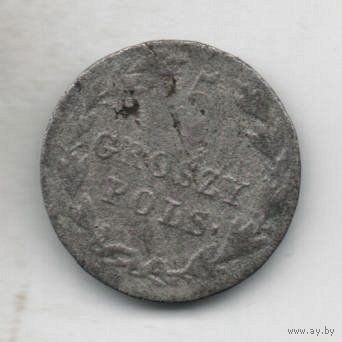 КОРОЛЕВСТВО ПОЛЬСКОЕ /КОРОЛЕВСТВО КОНГРЕССОВОЕ/. 5 ГРОШЕЙ 1824. КОРОЛЬ АЛЕКСАНДР I.