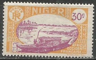 Французский Нигер. Лодка на реке Нигер. 1926г. Mi#59.
