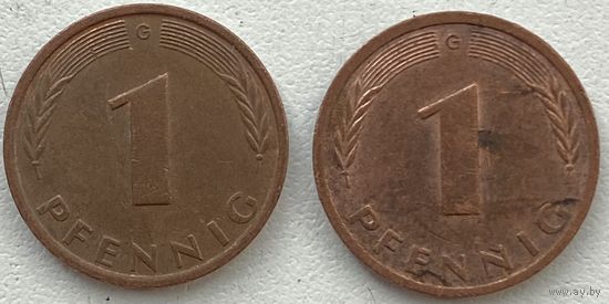 Германия 1 пфенниг 1980 г. G. Цена за 1 шт.