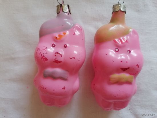 Ёлочные игрушки из серии 3 ПОРОСЁНКА СССР одним лотом 0135