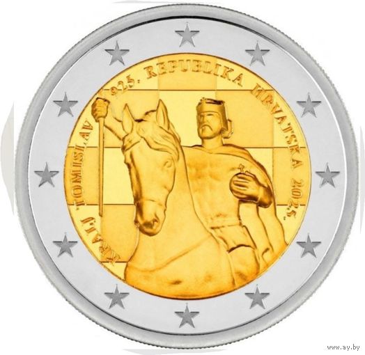 2 евро Хорватия UNC (ролл) 2025 1100 лет Королевству Хорватии король Томислава