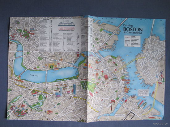 Штат Массачусетс. Планы Бостона и Кембриджа для пешеходов и водителей; подробная карта мыса Кейп Код