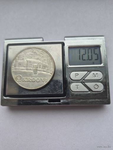 2 кроны 1930 года. Эстония, Первая Республика (Крона) (1928 - 1940). Серебро 500. Монета не чищена. В45679.