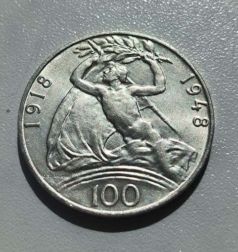 С рубля без мц! 100 крон 1948 Чехословакия серебро