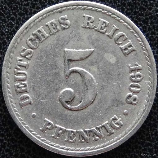 YS: Германия, Рейх, 5 пфеннигов 1908A, KM# 11 (1)