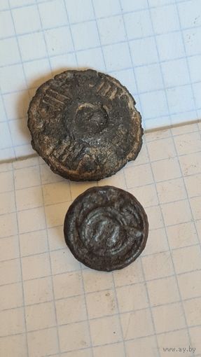 С 1 РУБЛЯ !  ЛОТ ДВЕ ПУГОВИЦЫ ПОЛК НАПОЛЕОН АРМИЯ СРАЖЕНИЯ  1812 ГОД