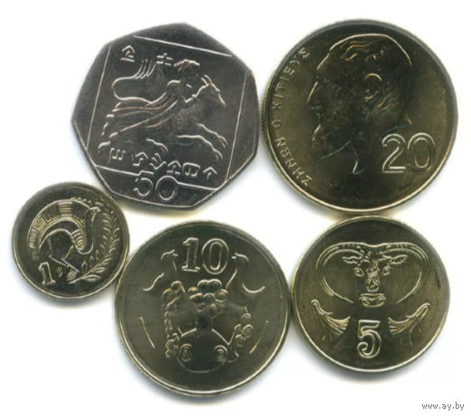 Кипр набор монет 1, 2, 5, 10, 20, 50 центов