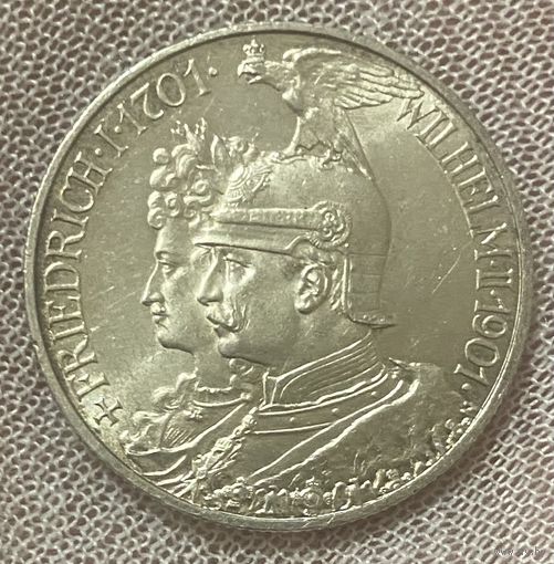 Монета 2 марки 1901 год. 200 лет Пруссии. Германская империя.