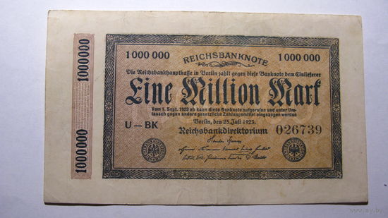Германия Ro93 . 1 миллион марок 1923 г.  Имперская банкнота