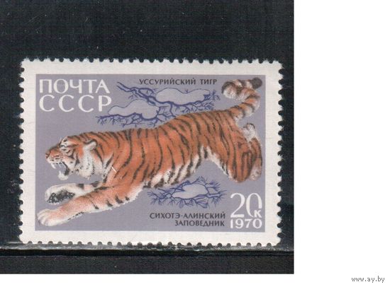 СССР-1970, (Заг. 3840)  **  , Фауна, Заповедник, Тигр