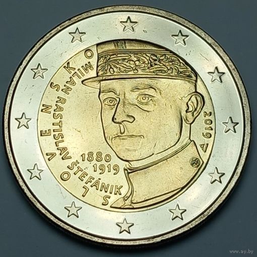 Словакия 2 евро, 2019 100 лет со дня смерти Милана Растислава Штефаника UNC