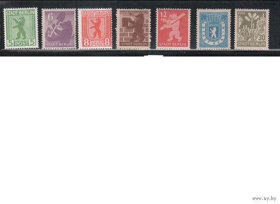 Германия-1945,(Мих.1-7) ** ( 2 м - *)  ,  Советская зона оккупации, Берлин-Бранденбург, Гербы(полная серия)