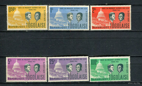 Того - 1962 - Силванус Олимпио и Кеннеди - [Mi. 350-355] - полная серия - 6 марок. MNH.  (Лот 96HD)-T4P38