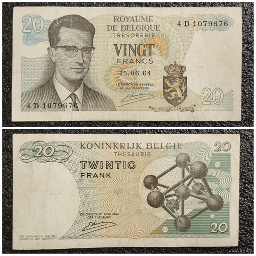 20 франков Бельгия 1964 г.