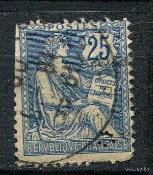 Франция - 1902 - Аллегория 25С - [Mi.105] - 1 марка. Гашеная с перфином.  (Лот 137CB)