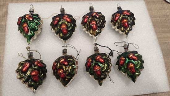 Игрушка елочная Жёлуди Дубовый лист 8 штук