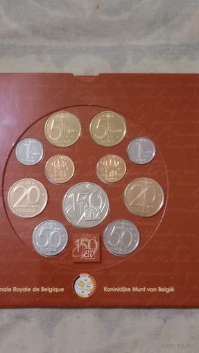 Бельгия годовой набор монет 2000  жетон мондвора и 10 монет