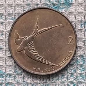 Словения 2 толаров 2001 года, UNC. Ласточка.