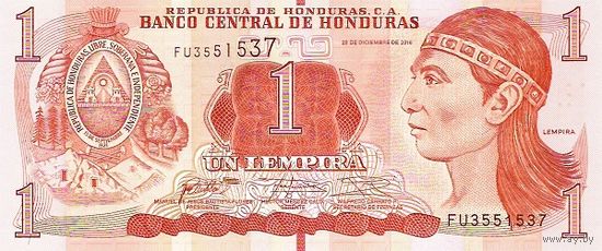Гондурас 1 лемпира образца 2016 года UNC p96