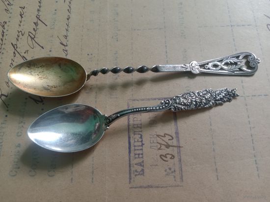 Две красивые Серебряные ложечки. Ag925.