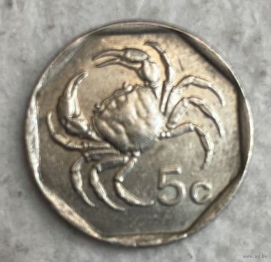 Монета Мальта 5 центов 1995 год. Краб С рубля без МЦ.