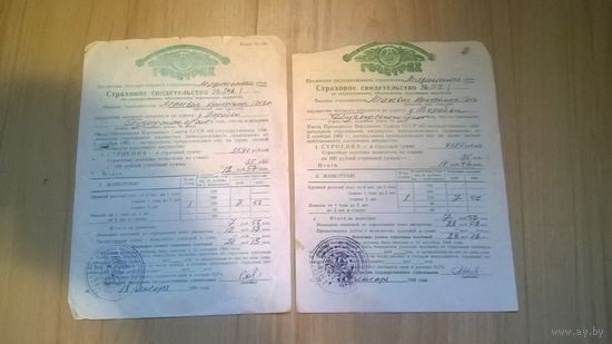 Страховое Свидетельство об обязательном страховании имущества, СССР 1980-х годов