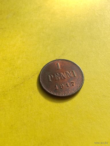 1 пенни 1917 года, орел на лицевой стороне. Для Финляндии, Супер сохран. СМОТРИТЕ ДР. МОИ ЛОТЫ.. Большая распродажа!