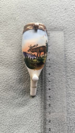 Антикварная фарфоровая чашка трубки."Олень в горах". Германия.19в Охотничья серия "Егерьская"