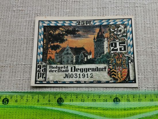 Германия-нотгельд   25  пфенингов  Deggendorf 1920.