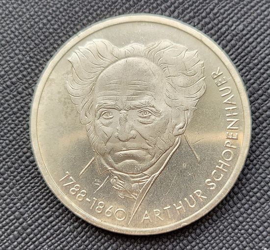 10 марок 1988 Германия 200 лет со дня рождения Артура Шопенгауэра! Серебро 15,5 грамма 625 пробы 0,311 унции! ВОЗМОЖЕН ОБМЕН!