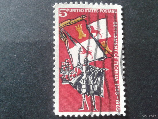 США 1965 рыцарь, флаги, совм. выпуск с Испанией
