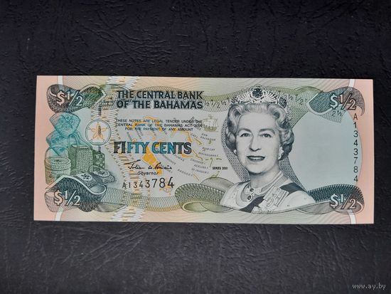 1/2 доллара (50 центов) 2001 года. Багамские острова. UNC