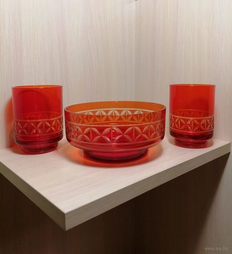 Набор/ красный хрусталь