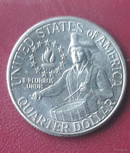 25 центов (квотер) 1976 США 200 лет независимости. Барабанщик