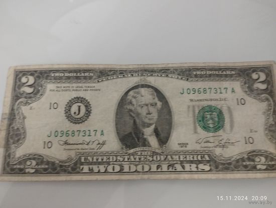 2 доллара США 1976 года, номер J09687317A