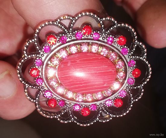 Брошь старинная, вставка агат