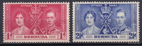9.BrKS. Великобритания. Колонии. Бермуды. Коронация Георга VI и Елизаветы. 1937 г. 1d, 2 1/2d. Mi.##98/100.