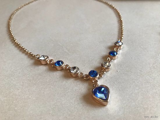 Набор Сапфировое сердце Колье+браслет Swarovski