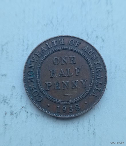 Австралия 1/2 пенни 1938 год полное название страны Австралийский Союз король Георг VI с надписью IND: IMP: