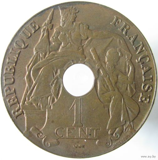 1к Индокитай 1 сантим 1923 молния ТОРГ уместен  В ХОЛДЕРЕ распродажа коллекции