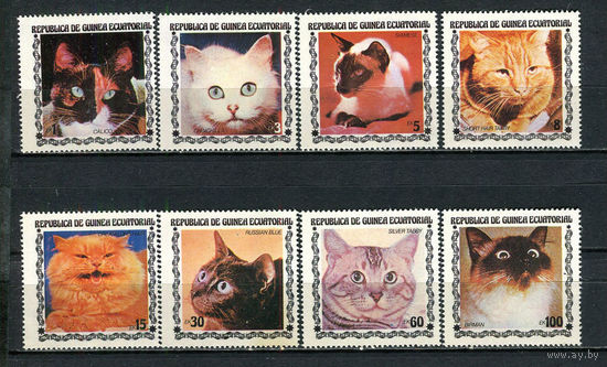 Экваториальная Гвинея - 1978 - Кошки - (ном. 30 с пятном) - полная серия - 8 марок. MNH.  (Лот 57Js)-T25P34
