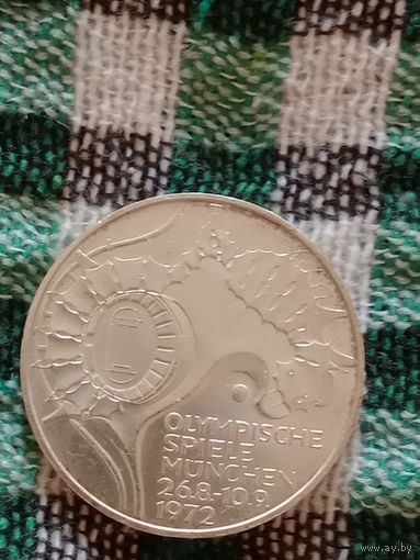 Германия 10 марок серебро 1972 Олимпийские игры стадион