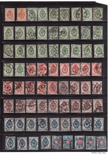 Россия-1902 (Заг.66-71 )гаш., с ВЗ ( вертик.),   13-й выпуск, Царская Россия,72 марки, разл. гашения и оттенки