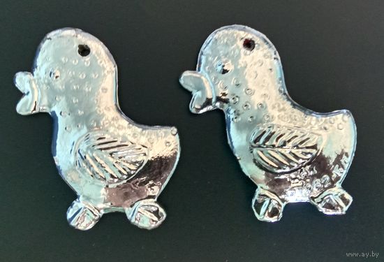 Ёлочная игрушка СССР Утёнок пластик a-la  картонаж