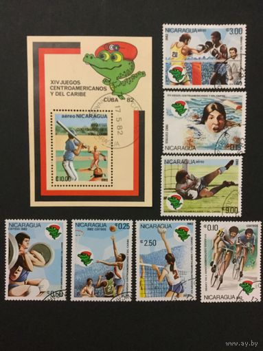 14 центрально американские игры. Никарагуа,1982, 2 полные серии+блок