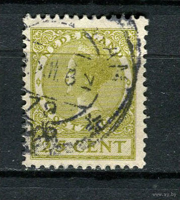Нидерланды - 1924/1925 - Королева Вильгельмина 25С - [Mi.158A] - 1 марка. Гашеная.  (Лот 43Fy)-T25P33