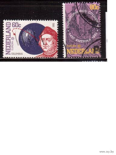 Нидерланды-1992 (Мих.1441-1442) , гаш., ЕВРОПА, Открытие Америки, Колумб(полная серия)