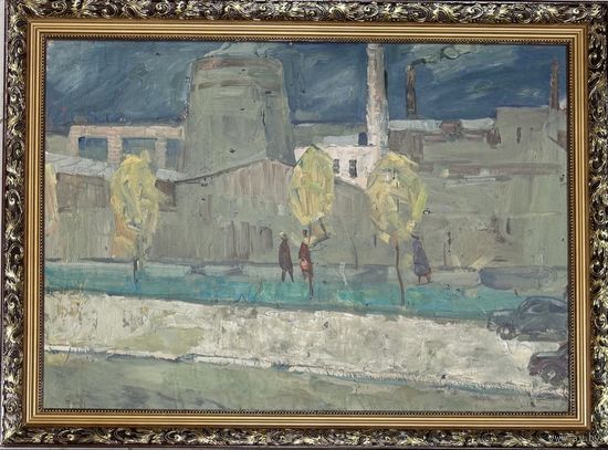 Козловский А.С "Минск", картон, масло. Размер 79х58,5 см.