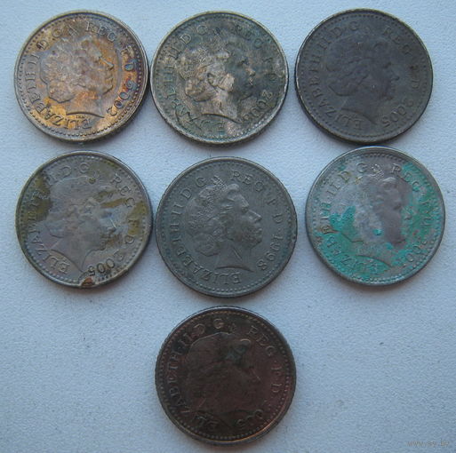 Великобритания 5 пенсов 1998, 2001, 2002, 2005, 2006 гг. Цена за 1 шт.