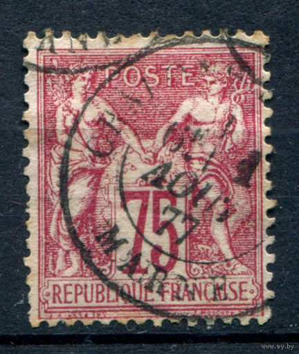 Франция (Республика) - 1876/81г. - аллегория, тип I, 75 с - 1 марка - гашёная [Mi 66 I]. #1-Fr-19-A-1